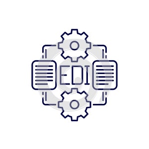 EDI icon, Electronic Data Interchange line design