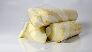 Edible Banana stem pile in studio. Ayurveda medicine food use for lose weight or get relieved from kidney stones. full of