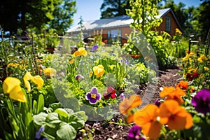 edible flower garden with vibrant blooms