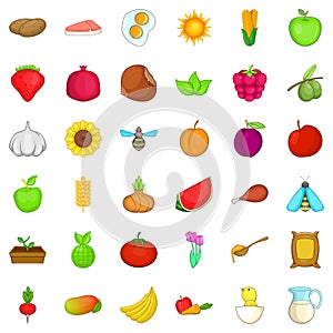 Edible icons set, cartoon style