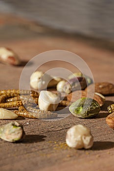 Edible mealworms and nuts