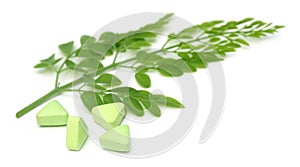 Edible moringa leaves with pills