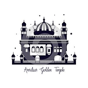 Edification of amritsar golden temple and indian independence day vector illustrator