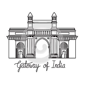 Edification of gateway of india isolated icon
