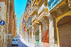The edifices in St Dominic street, Valletta, Malta