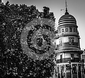 Edificio de La Adriatica in black and white in Sevilla photo