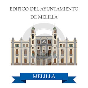 Edificio del Ayuntamiento de Melilla. Flat vector photo