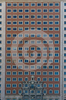 Exterior view of Edificio Espana Espana Building Located in Plaza de Espana Square in Gran via Street of Madrid, Spain photo