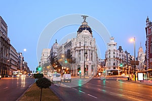 Edifisio Metropolis building on Gran Via street in Madrid