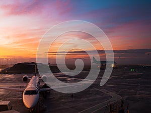 Edinburgh airport sunset photo