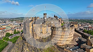 Edinburgh Castle aerial view, Scotland, UK