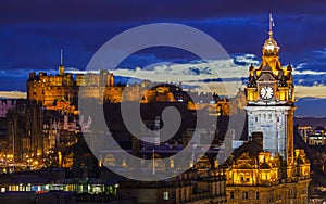 Edinburgh Castle and the Balmoral Hotel in Scotland