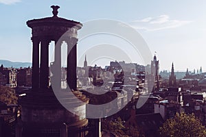 Edinburgh castle from calton hill silhouette abd skyline