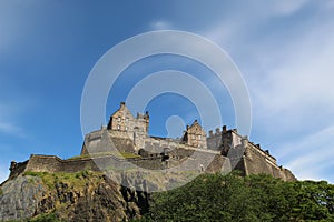 Edinburgh Castle Rock With Blue Sky