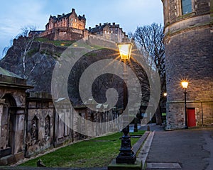 Edinburgh Castle viewed from St. Cuthberts Churchyard