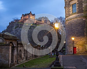 Edinburgh Castle viewed from St. Cuthberts Churchyard