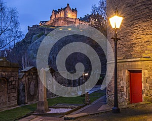 Edinburgh Castle viewed from St. Cuthberts Churchyard