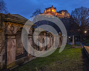 Edinburgh Castle viewed from St. Cuthberts Churchyard