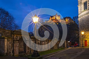 Edinburgh Castle viewed from St. Cuthberts Churchyard