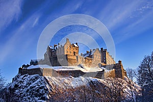 Edinburgh Castle In Winter Sunset