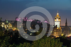 Edinburgh city from Calton Hill at night, Scotland, UK photo