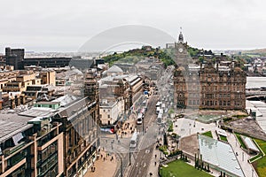 Edinburgh city top view. with Castle