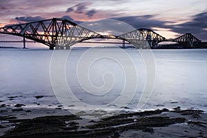 Edinburgh Forth Bridge Sunset photo