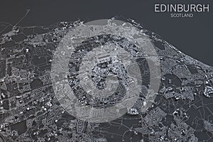 Edinburgh map, satellite view, Scotland, UK