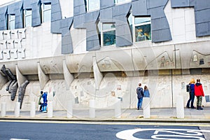 The Scottish Parliament Building at Holyrood designed by the Catalan architect Enric Miralles