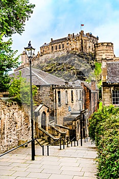 Edinburgh Castle viewd from the Vennel