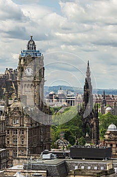 Balmoral Clock Tower from Calton Hill, Edinburgh, Scotland, UK.