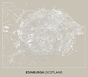 Edinburgh (Scotland, United Kingdom) street map outline for poster, paper cutting.