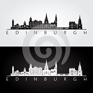 Edinburgh skyline and landmarks silhouette