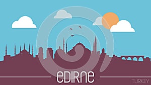 Edirne Turkey skyline silhouette flat design illustration