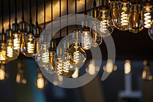 Edison lamps decoration of some luxury loft pub