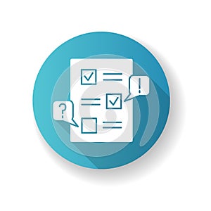 Edit blue flat design long shadow glyph icon