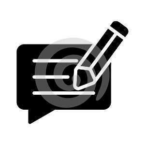 Edit chat glyph flat vector icon