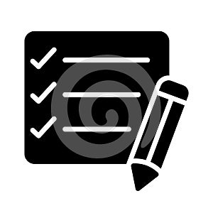Edit checklist glyph flat vector icon