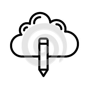 Edit cloud thin line vector icon
