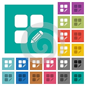 Edit component square flat multi colored icons