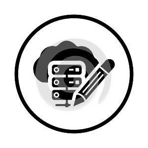 Edit, database, data icon. Black vector graphics