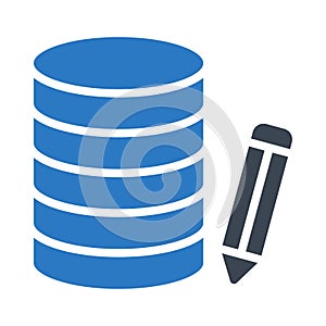 Edit database glyph color vector icon
