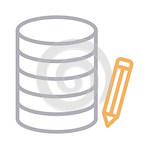 Edit database thin color line vector icon
