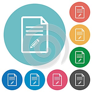 Edit document flat round icons