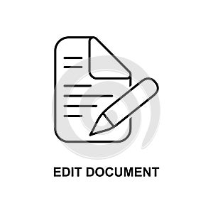 edit document icon. Element of simple web icon with name for mobile concept and web apps. Thin line edit document icon can be used