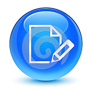 Edit document icon glassy cyan blue round button