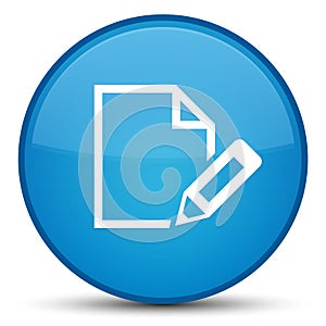Edit document icon special cyan blue round button