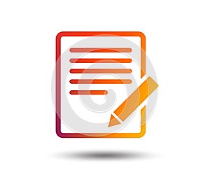 Edit document sign icon. Edit content button.