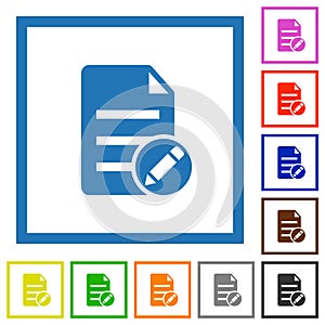 Edit document solid flat framed icons