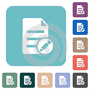 Edit document solid rounded square flat icons
